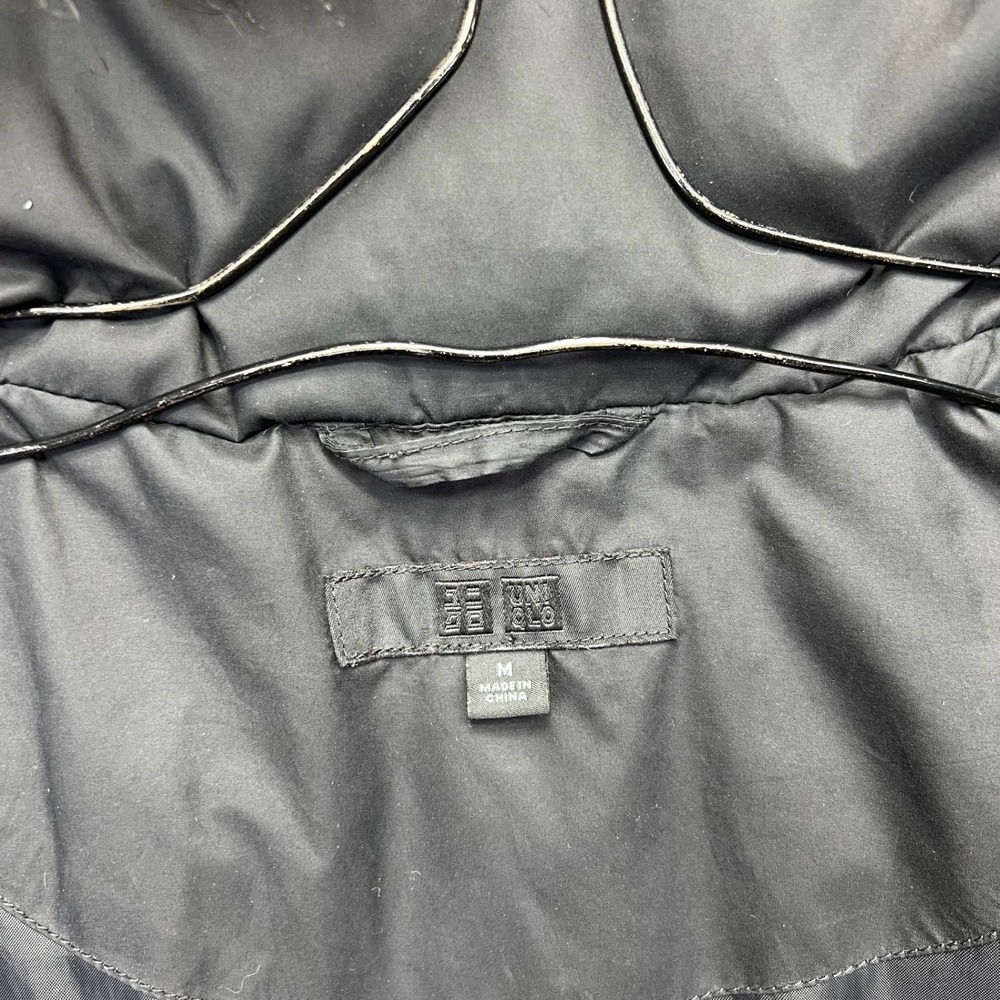 Uniqlo Puffer Parka Jacket Womens Medium Black Down Faux Fur Hood Belted Outdoor - Picture 9 of 16